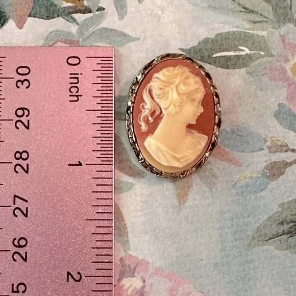 Vintage Cameo Brooch/Pin Unsigned Intricate Ornate Frame MCM 1950's - Picture 4 of 12